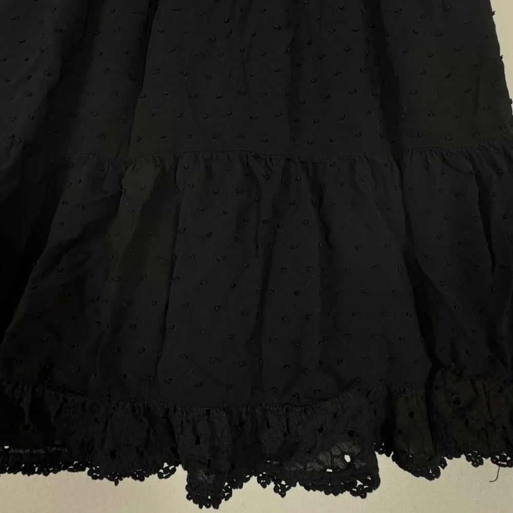 Art Class Tiered Eyelet Swiss Dot Dress Girls Size 7/8 M Black Excellent